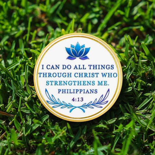 Personalized Recovery & Growth Blue Lotus Sobriety Coin mysite