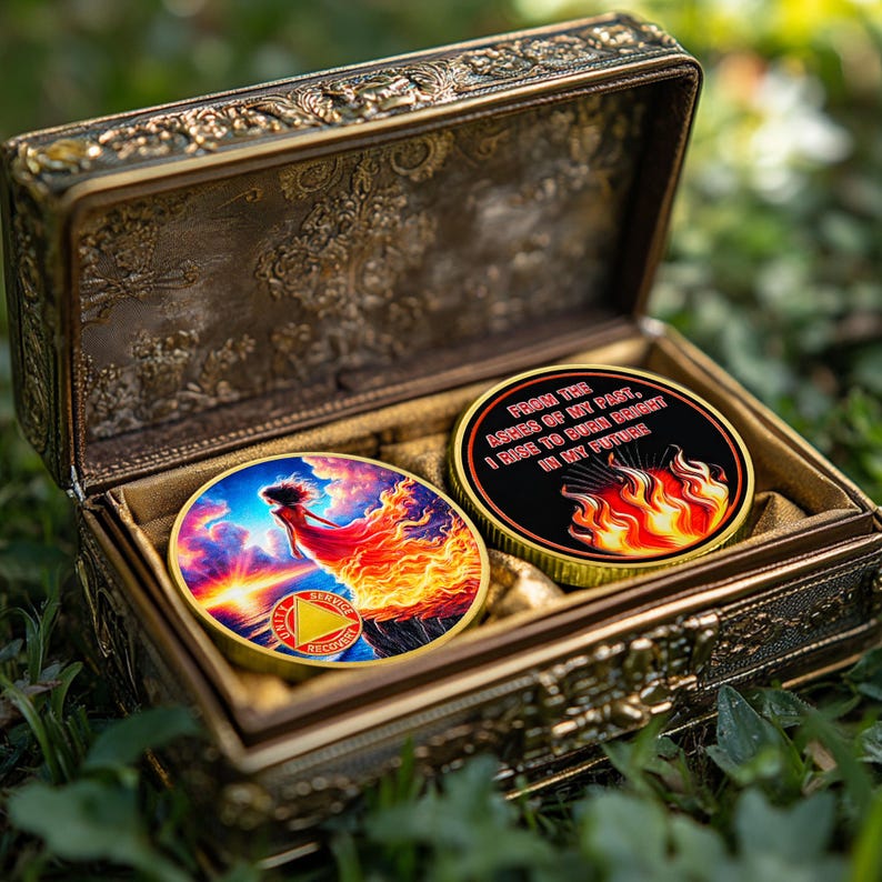 Personalized Rising from The Ashes One Year Reborn Fairy Sobriety Coin mysite