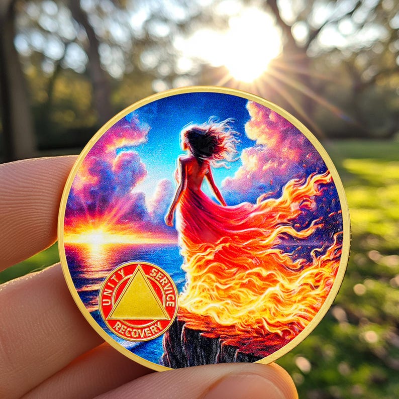 Personalized Rising from The Ashes One Year Reborn Fairy Sobriety Coin mysite