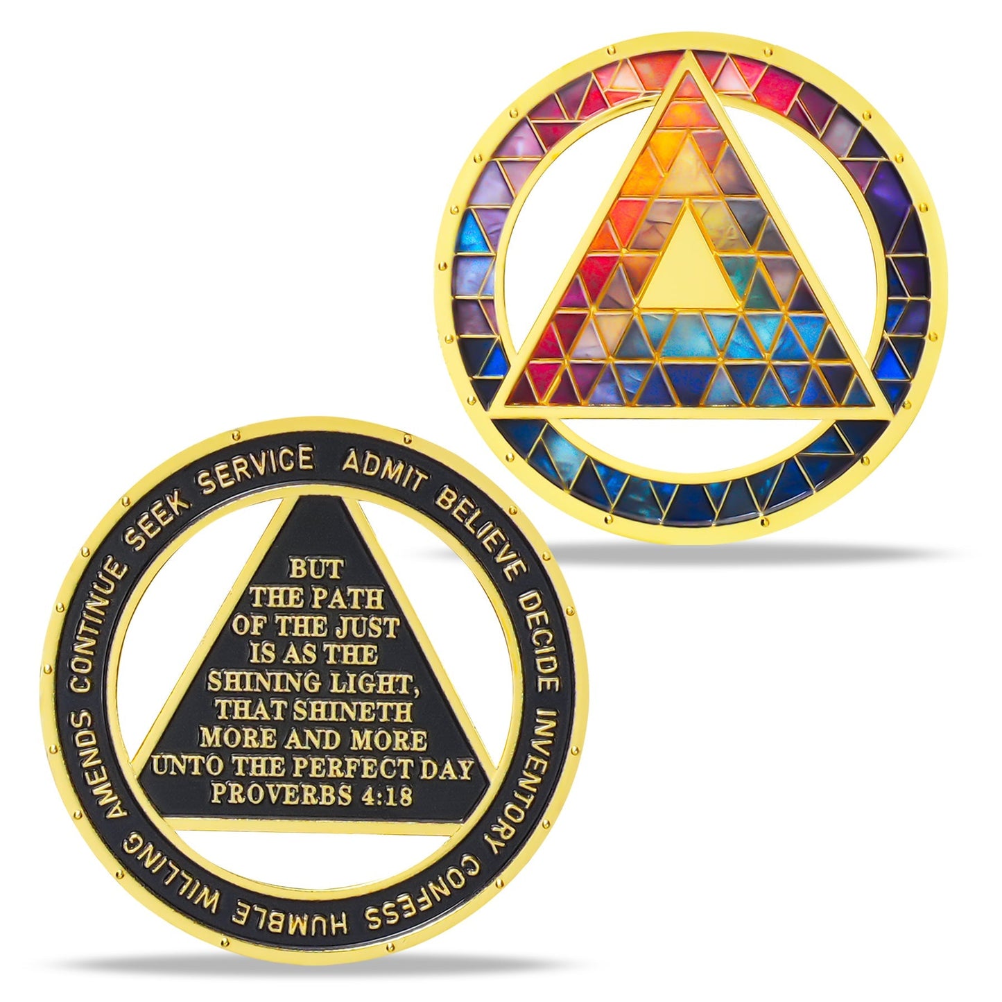 Personalized Hollowed-Out Iridescent Glass Rainbow Sobriety Coin mysite