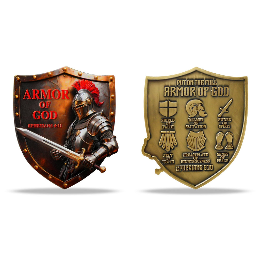 Knight Christian Faith ShieldArmor of God Challenge Coin with Ephesians 6:11 mysite