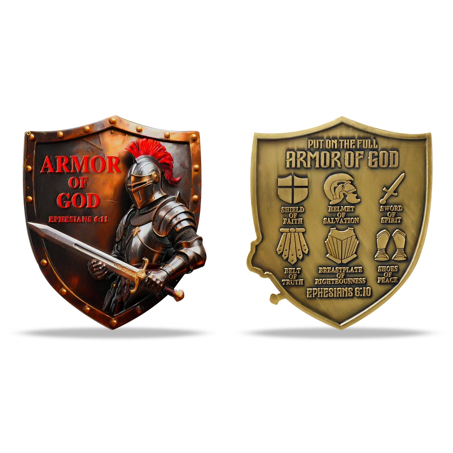 Knight Christian Faith ShieldArmor of God Challenge Coin with Ephesians 6:11 mysite