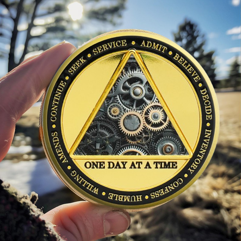 Clock & Gear Design 12 Steps Sobriety Coin mysite
