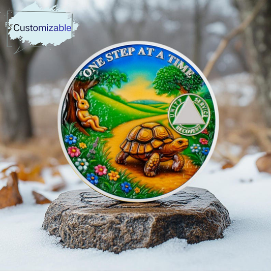 Personalized Slow and Steady Sobriety Coin mysite