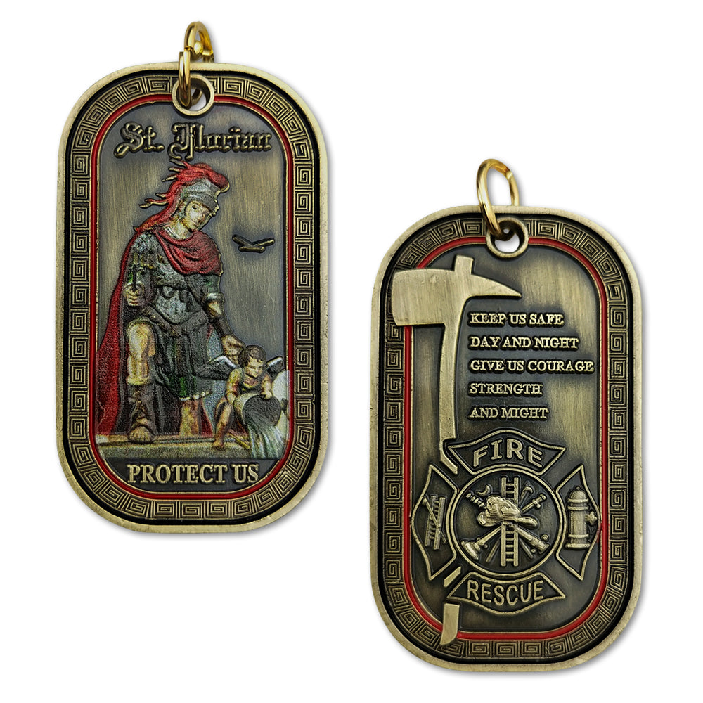 Saint Florian firefighter Prayer Challenge Coin Dog Tag mysite