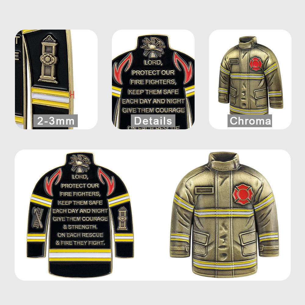 Firefighter Uniform Gear Shape Challenge Coin Fireman's Prayer Collectible Chip mysite