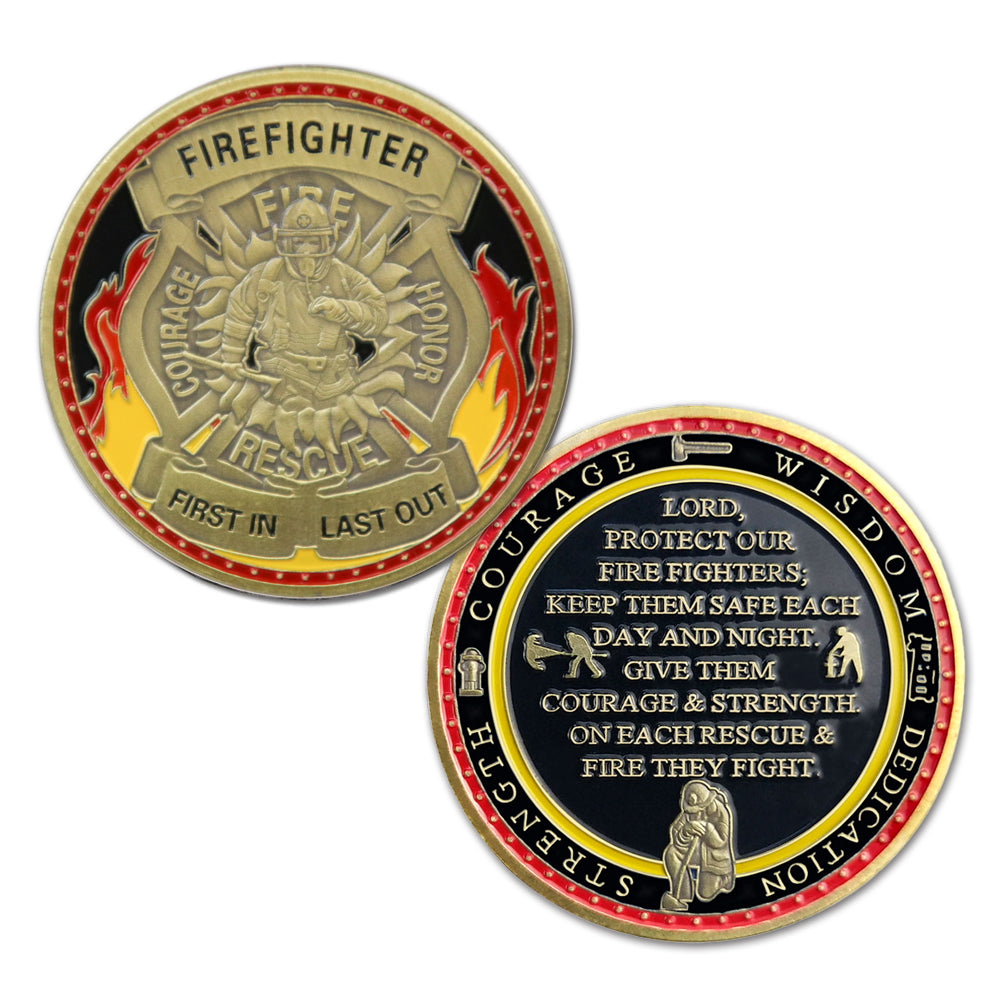 First In Last Out Firefighter Prayer Challenge Coin mysite