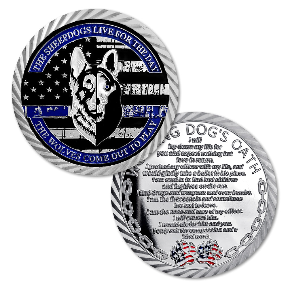 US Working Dog’s Oath The Thin Blue Line Police Challenge Coin mysite