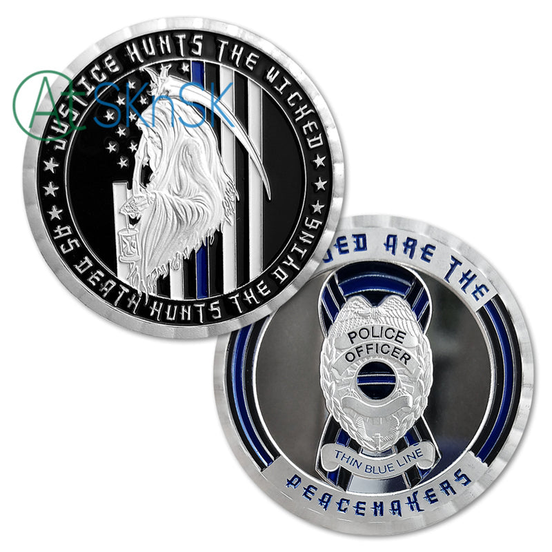 US Police Thin Blue Line Justice Death Challenge Coin mysite