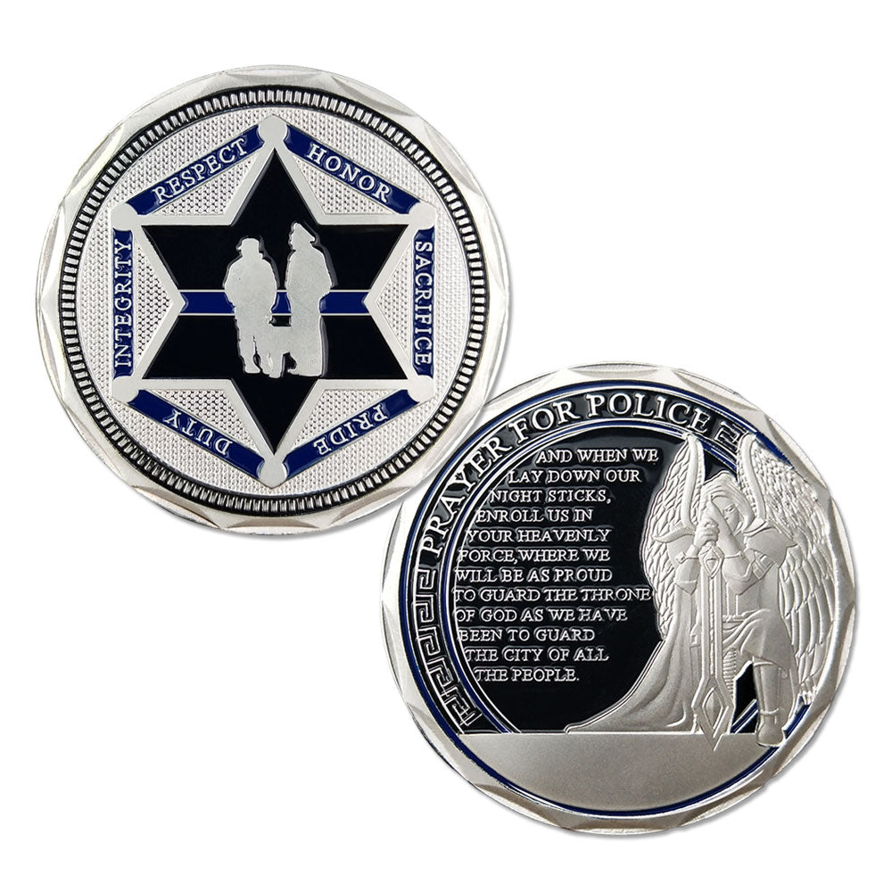 Sheriff Challenge Coin Six Pointed Star Silver Police Badge St Michael Coin mysite