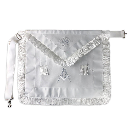 Masonic Blue Lodge Master Mason White Apron w/ Fringe mysite