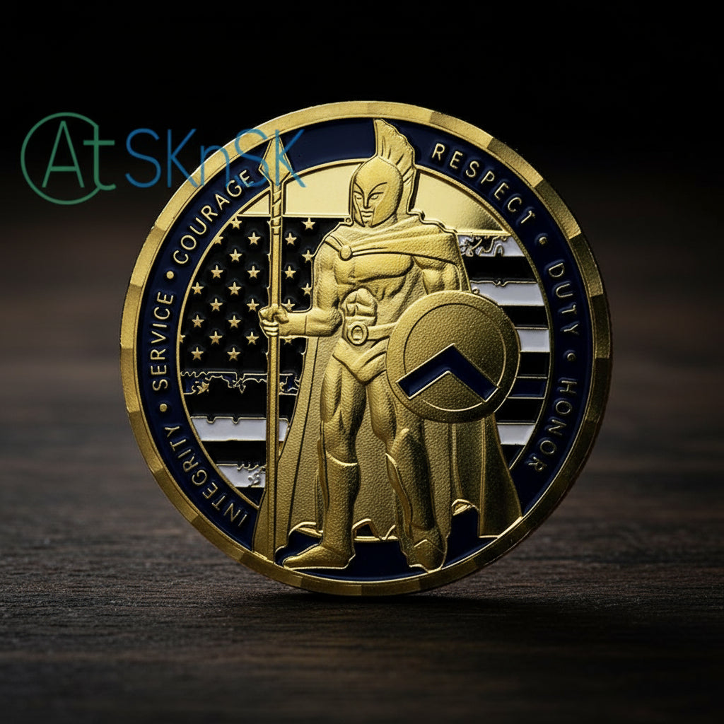 Thin Blue Line Shield Police Officer Challenge Coin mysite