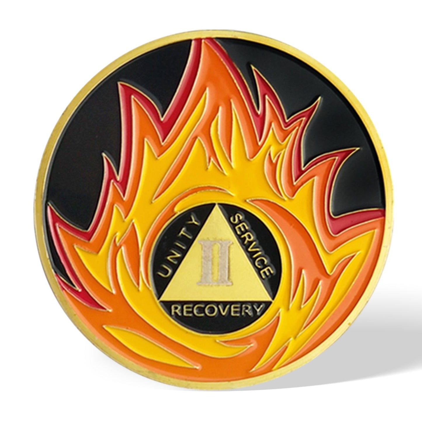 Flames Triangle 1 to 3 Year Recovery Sobriety Coin AA Chip mysite