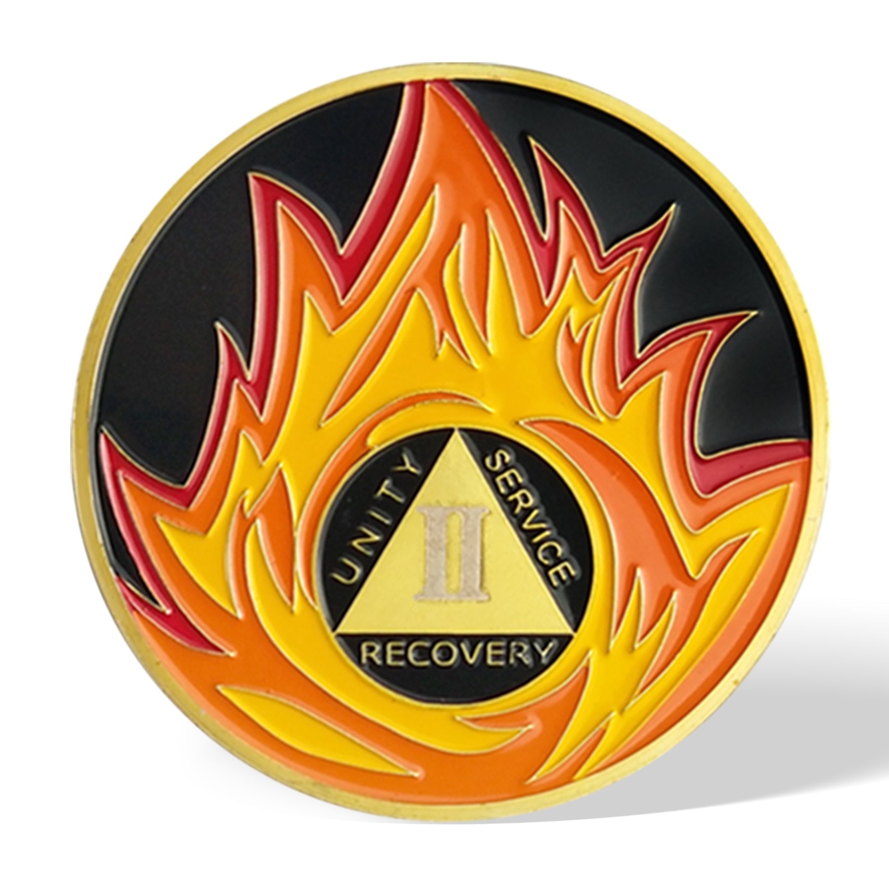 Flames Triangle 1 to 3 Year Recovery Sobriety Coin AA Chip mysite