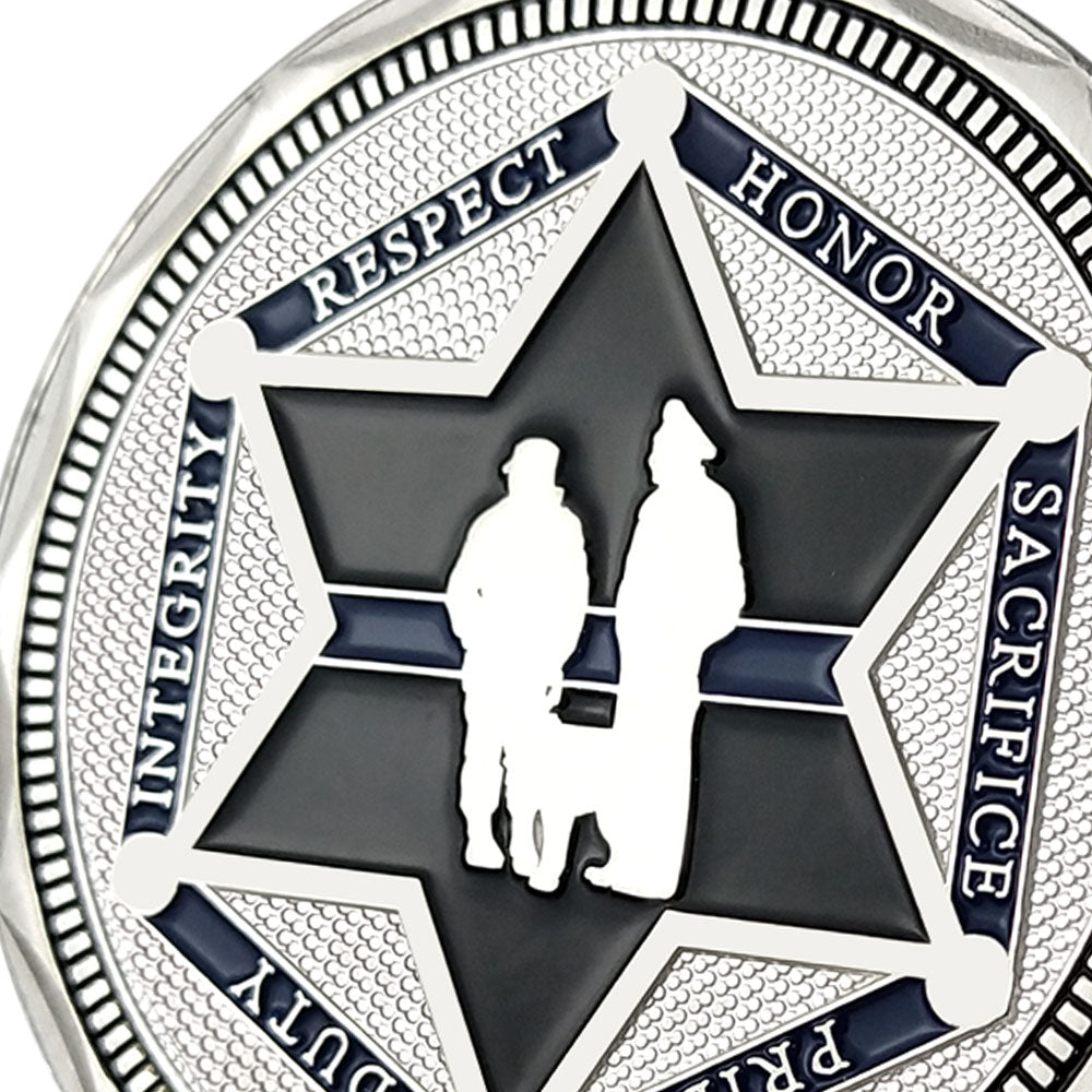 Sheriff Challenge Coin Six Pointed Star Silver Police Badge St Michael Coin mysite