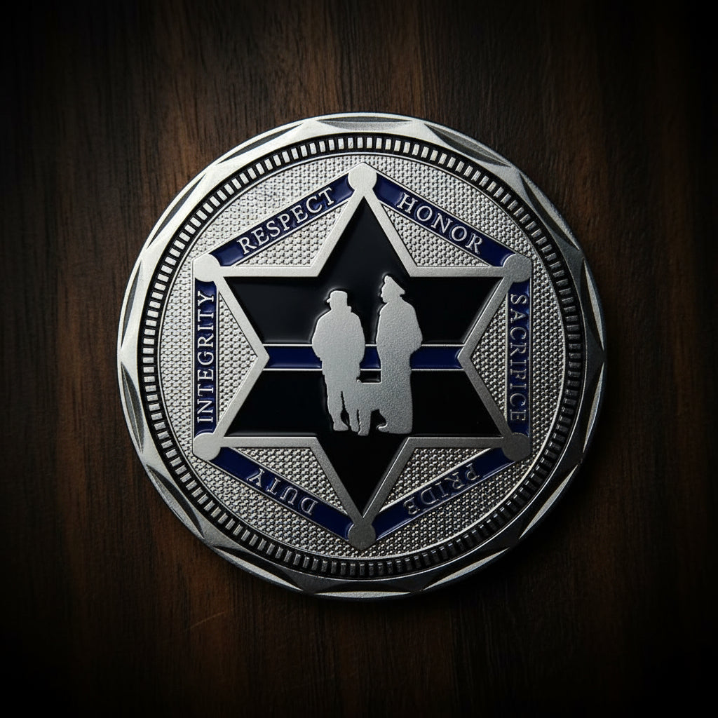 Sheriff Challenge Coin Six Pointed Star Silver Police Badge St Michael Coin mysite