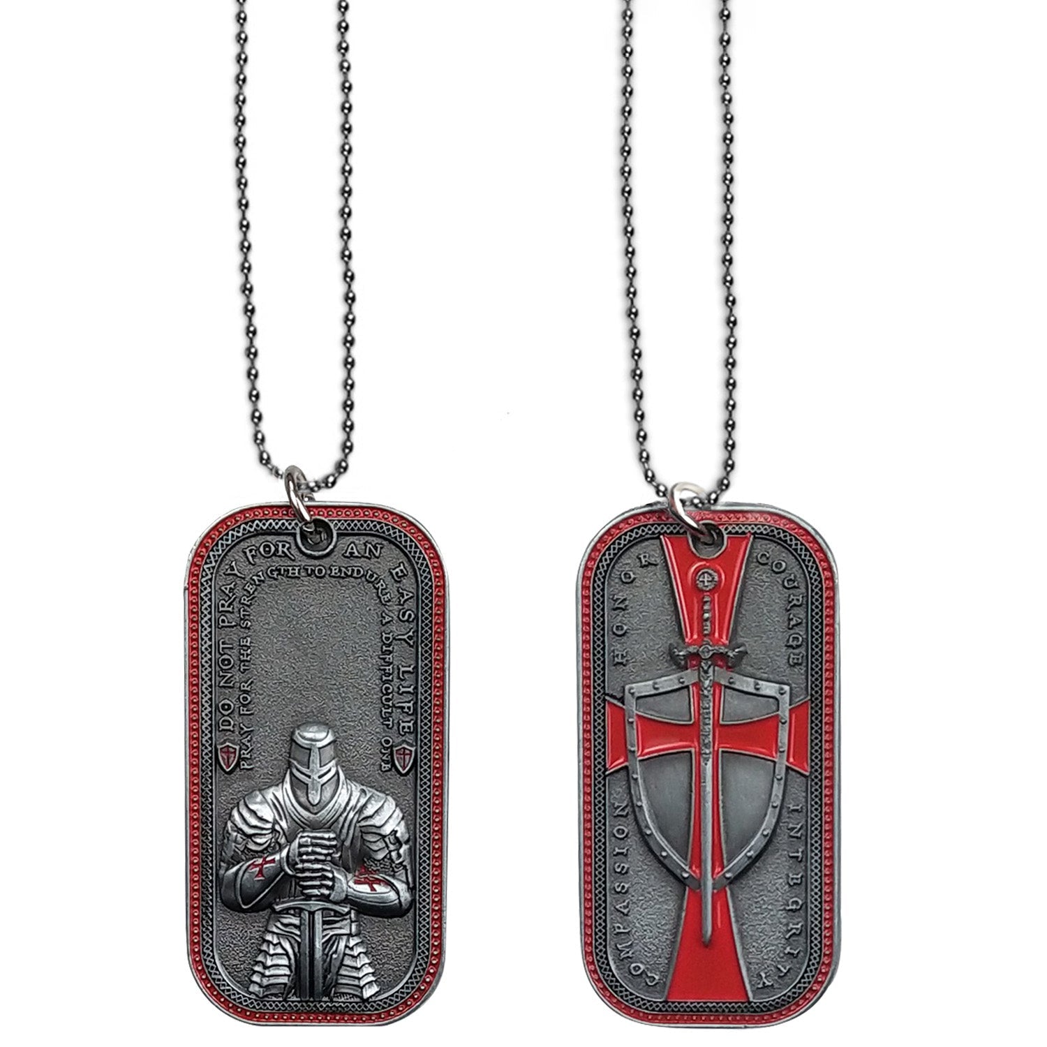 Knights Templar Cross Dog Tag Crusader Sword and Shield Life Creed Necklace mysite