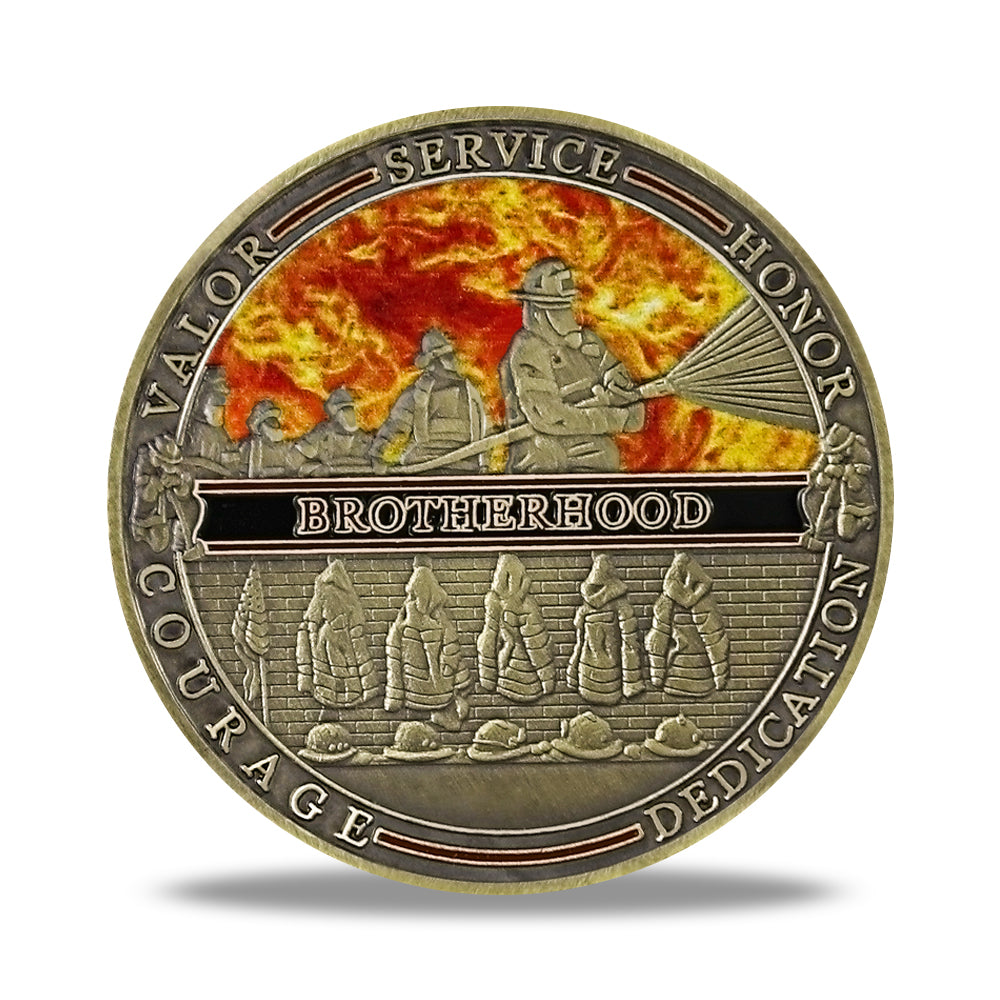 Firefighter Challenge Coin A Thin Red Line Prayer Psalm 23:4 Brotherhood Badge mysite