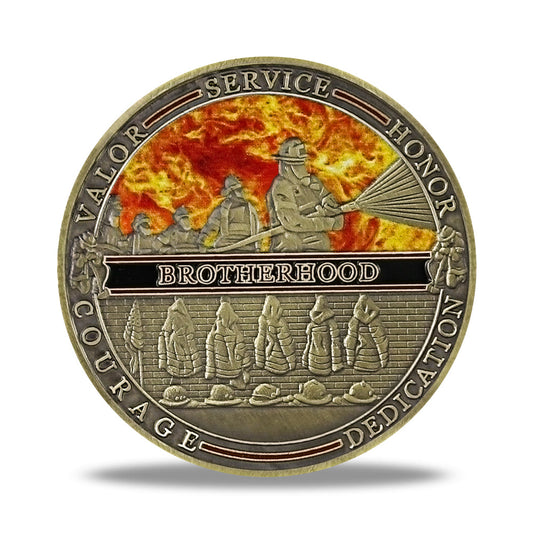 Firefighter Challenge Coin A Thin Red Line Prayer Psalm 23:4 Brotherhood Badge mysite
