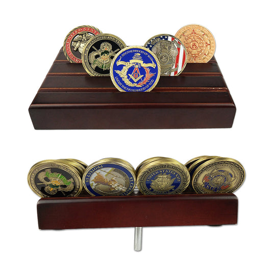 4 Rows Solid Wood Mini Challenge Coin Display mysite