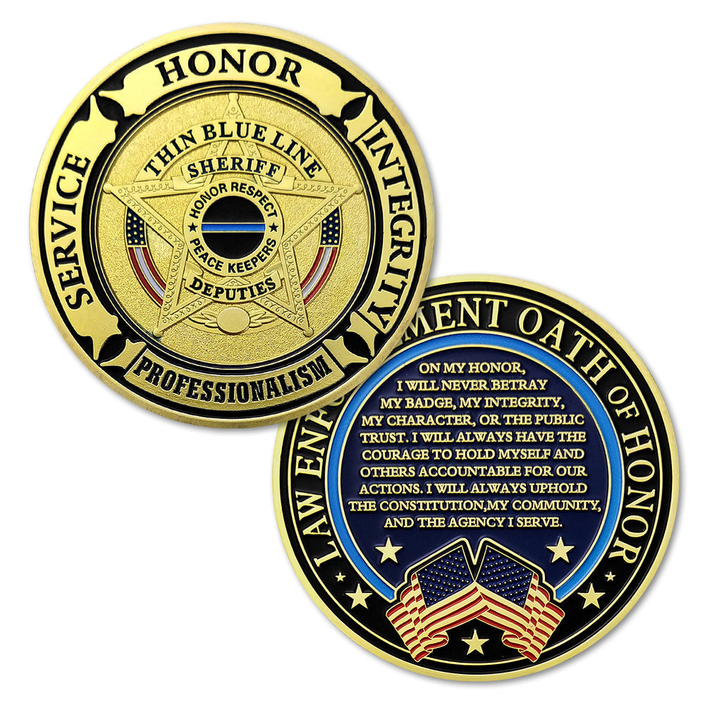 Law Enforcement Oath of Honor Blue Line Police Challenge Coin mysite