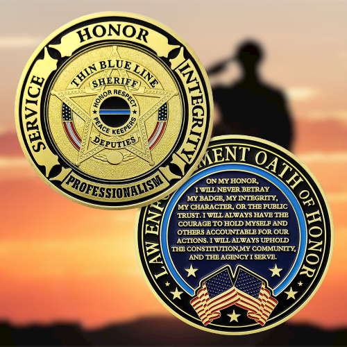 Law Enforcement Oath of Honor Blue Line Police Challenge Coin mysite