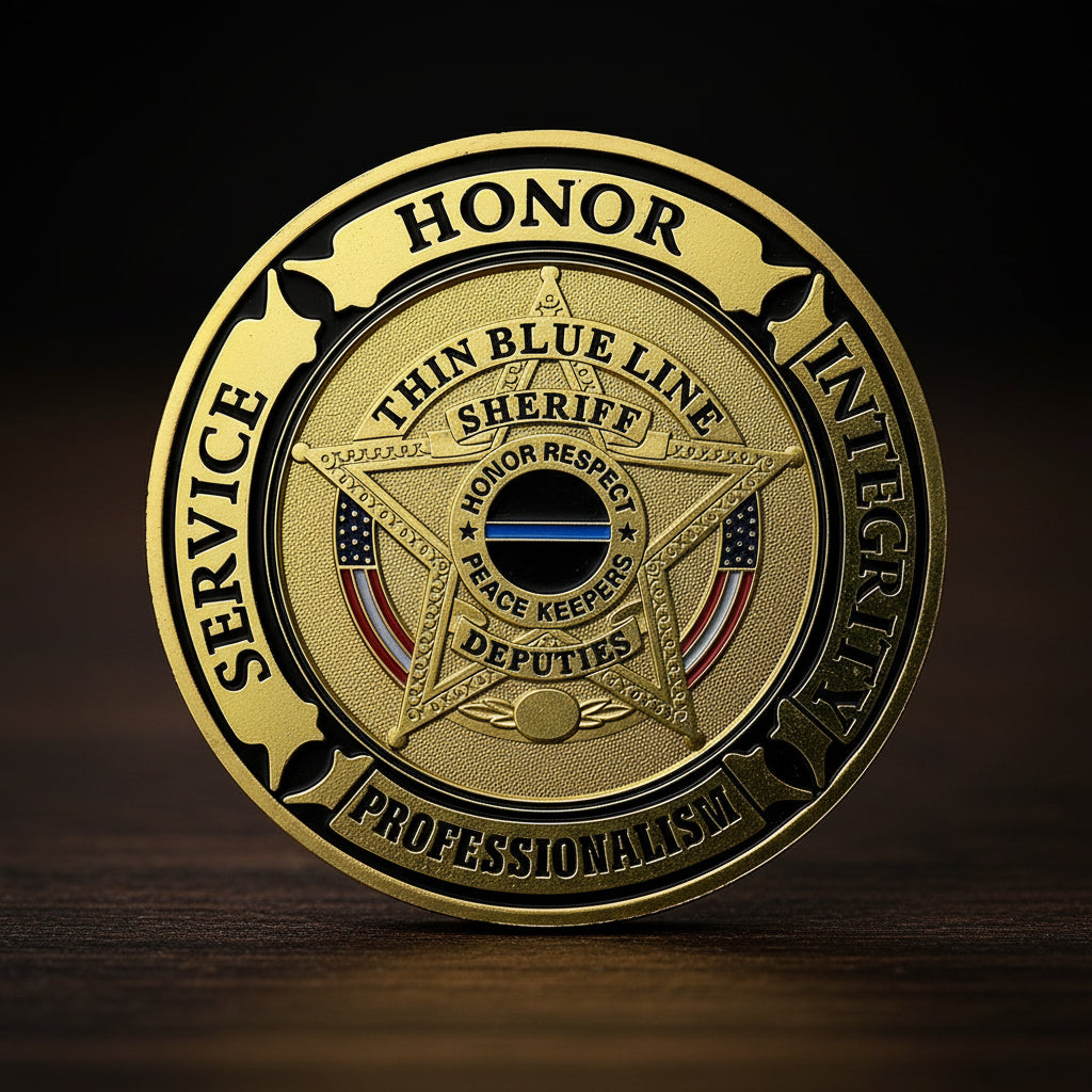 Law Enforcement Oath of Honor Blue Line Police Challenge Coin mysite