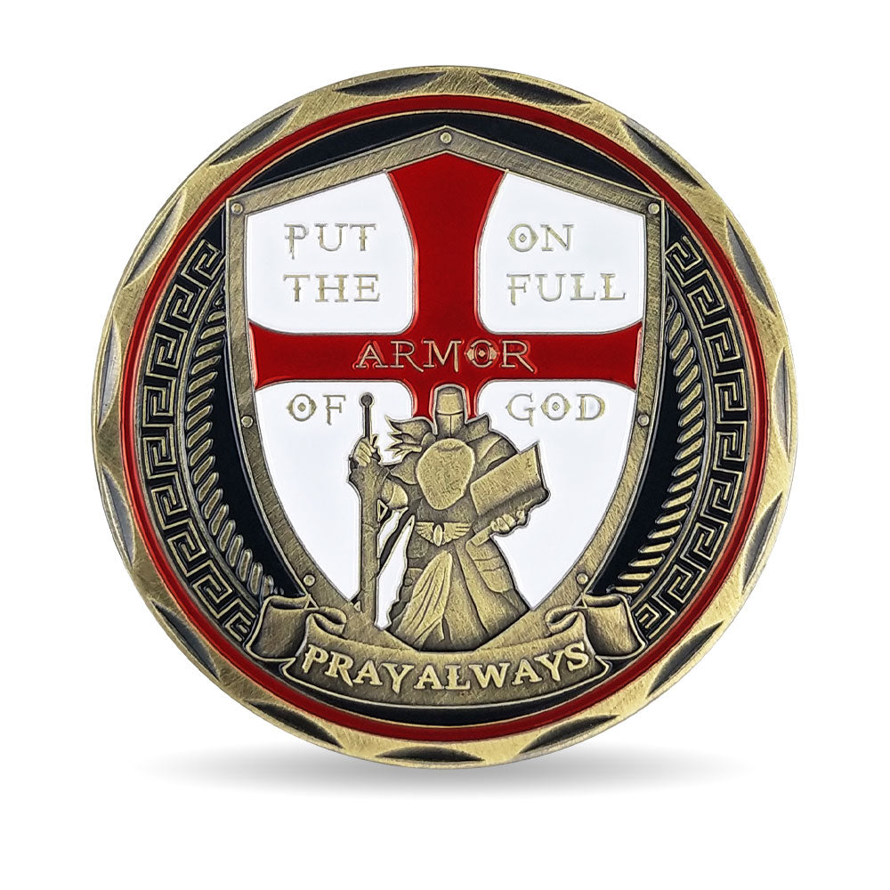 Put On the Full Armor of God Challenge Coin Crusader Pray Always Collectible Coin mysite
