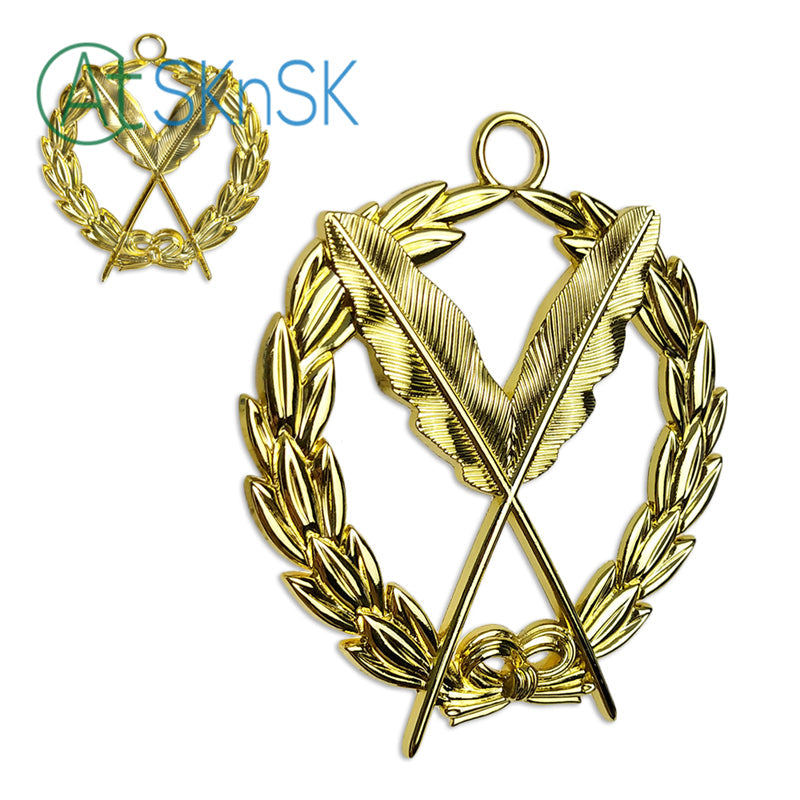 Masonic Secretary Gold Jewel Pendant the Feather Quill mysite