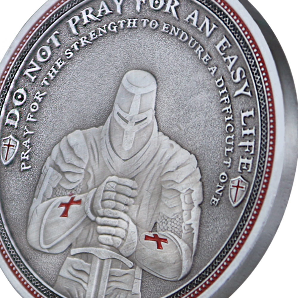 Knights Templar Cross Challenge Coin Crusader Sword and Shield Life Creed Token mysite