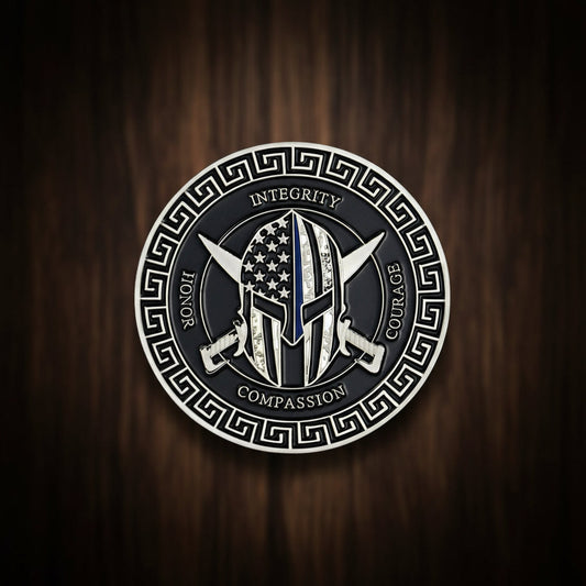 Thin Blue Police Line Challenge Coin Crusader Warrior Blessd Law Enforcement Gift Coin mysite