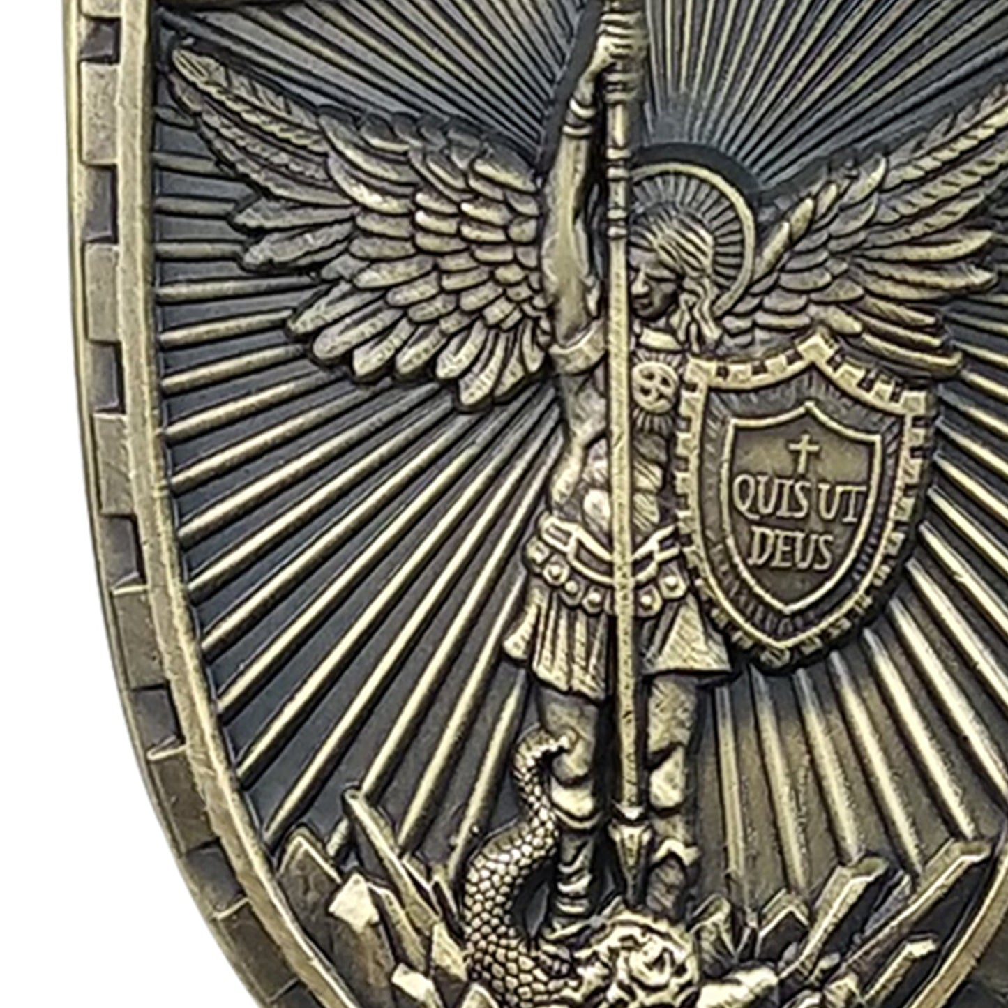 St Micheal Archangel Shield Challenge Coin Quis ut Deus Christian Gift for Men mysite
