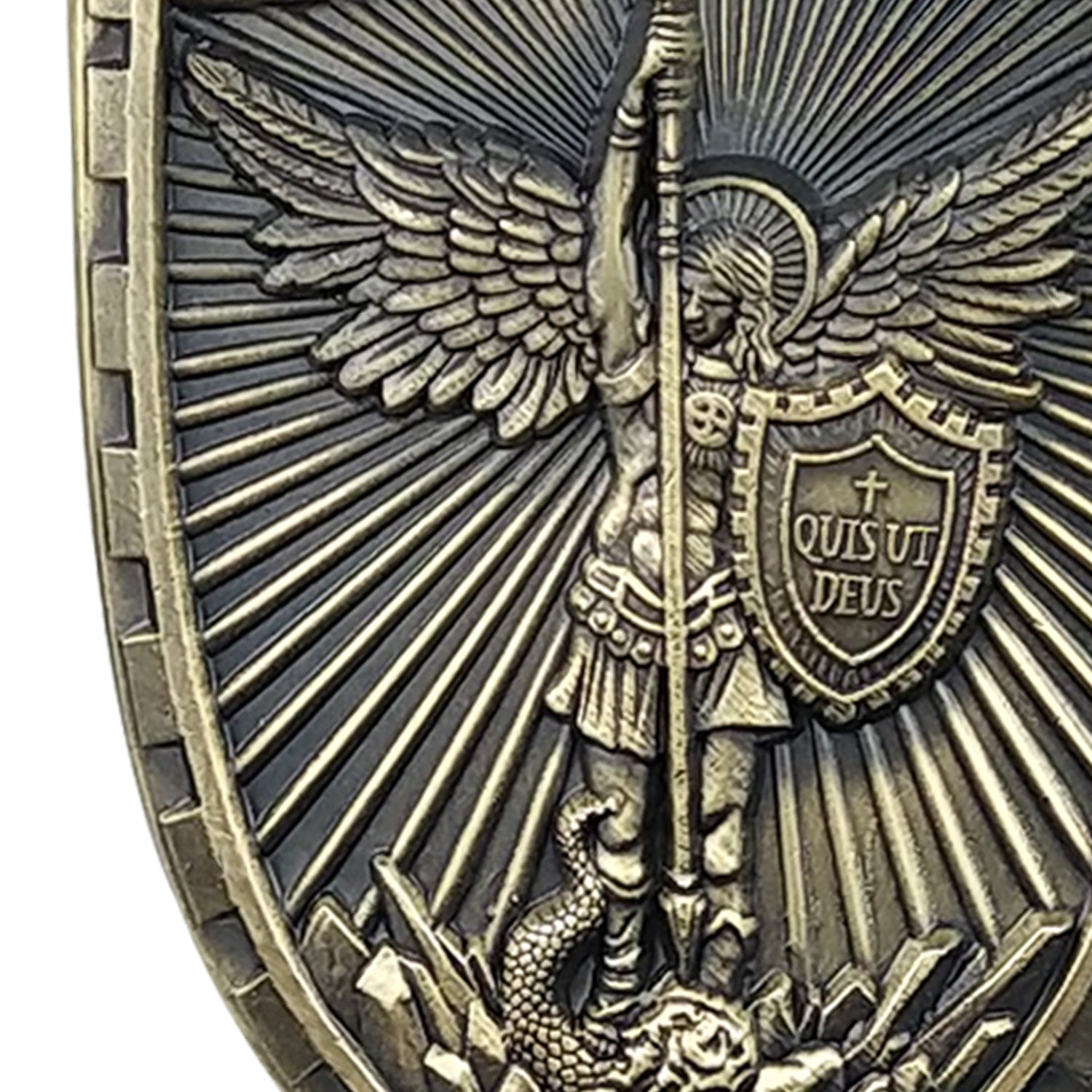 St Micheal Archangel Shield Challenge Coin Quis ut Deus Christian Gift for Men mysite