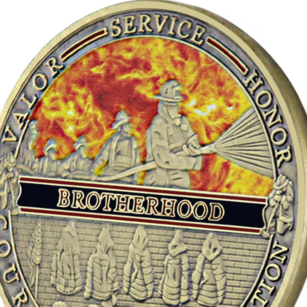 Firefighter Challenge Coin A Thin Red Line Prayer Psalm 23:4 Brotherhood Badge mysite