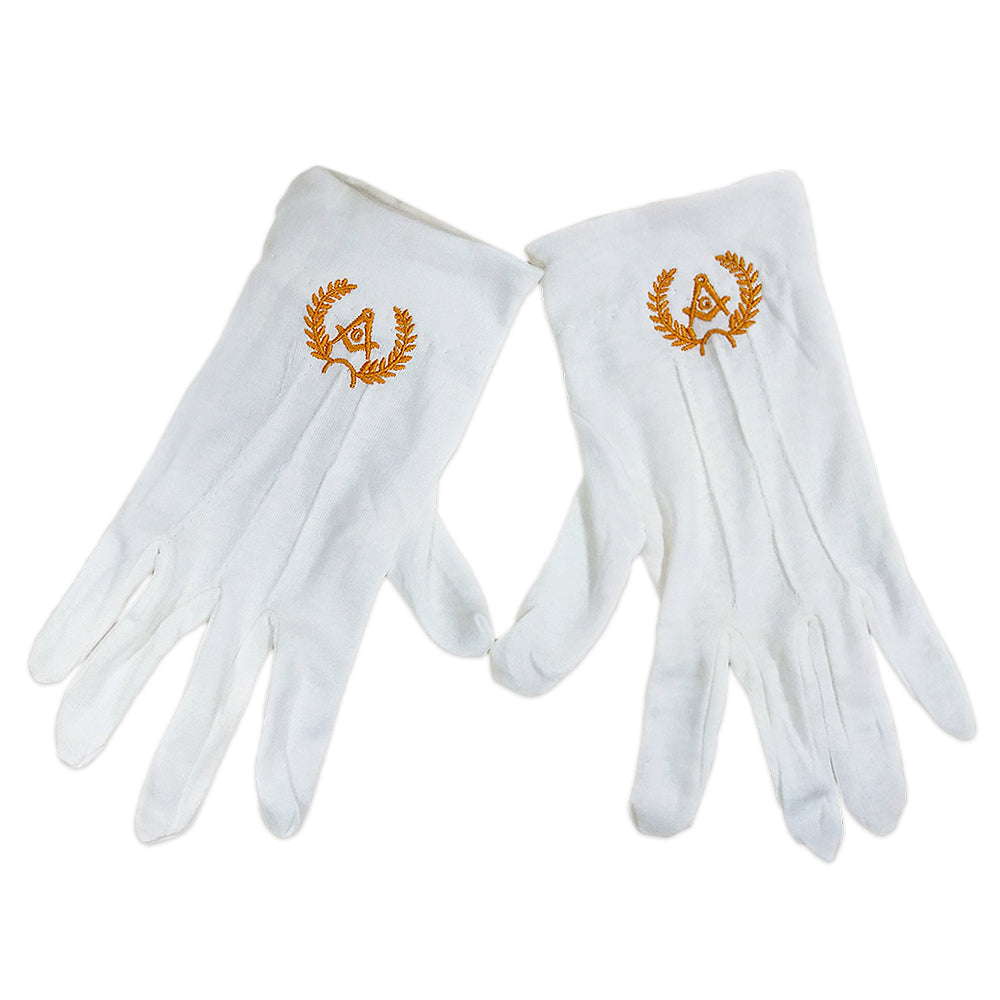 Masonic Yellow Square & Compass White Gloves mysite