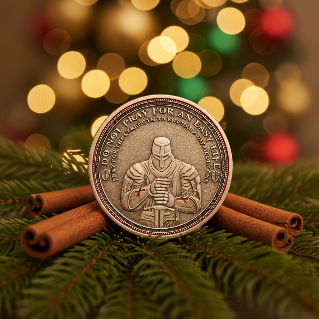 Knights Templar Cross Challenge Coin Crusader Sword and Shield Life Creed Token mysite