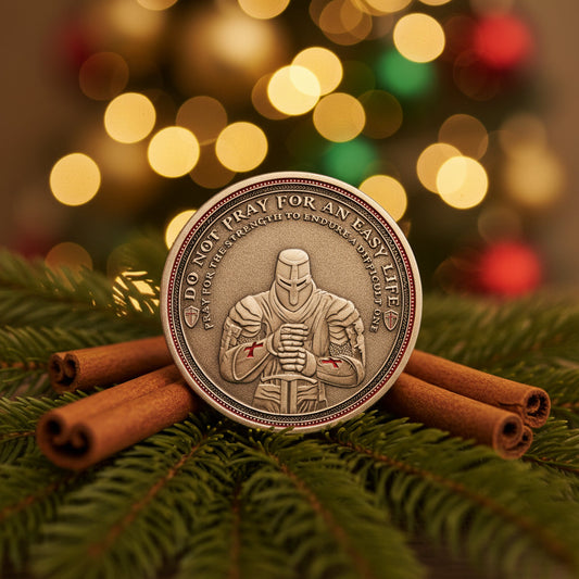 Knights Templar Cross Challenge Coin Crusader Sword and Shield Life Creed Token mysite