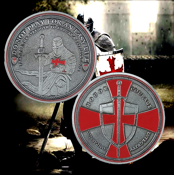 Knight Templar Challenge Coin Red Cross Religious Coin Collection Commemorative Gift mysite