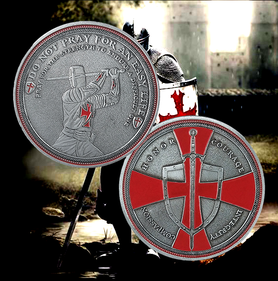 Knight Templar Challenge Coin Red Cross Religious Coin Collection Commemorative Gift mysite