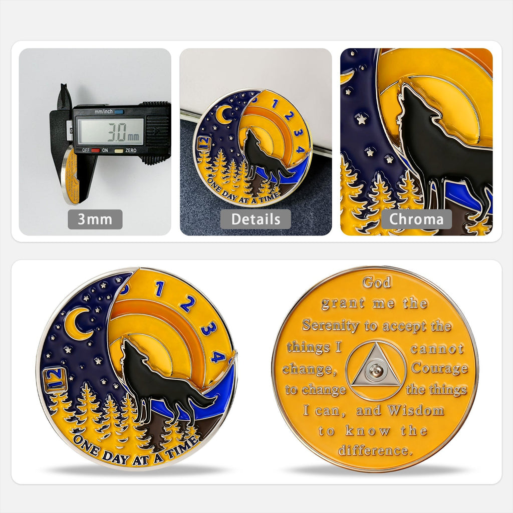 3D Embrace Courage with the Moon Wolf Recovery Sobriety Coin mysite