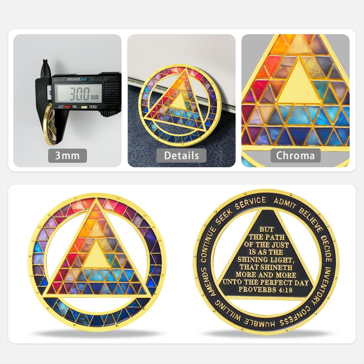 Personalized Hollowed-Out Iridescent Glass Rainbow Sobriety Coin mysite