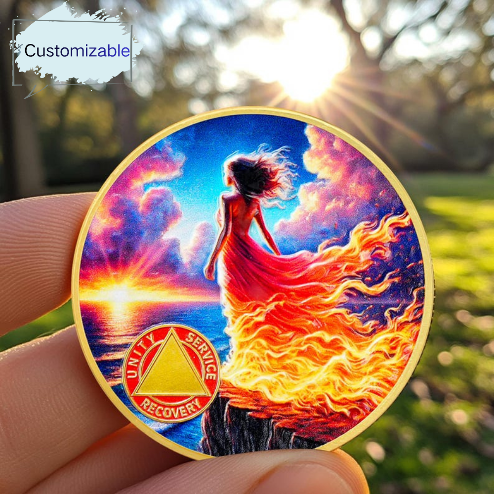 Personalized Rising from The Ashes One Year Reborn Fairy Sobriety Coin mysite
