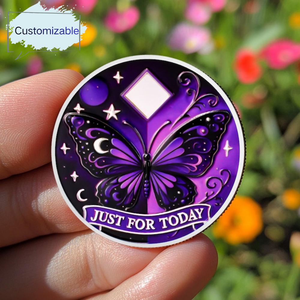 Customized Moonlight Butterfly Sobriety Coin mysite