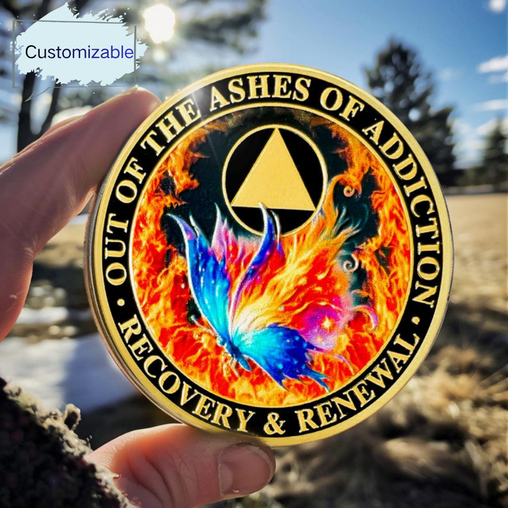 Personalized Butterfly in The Fire Sobriety Coin mysite
