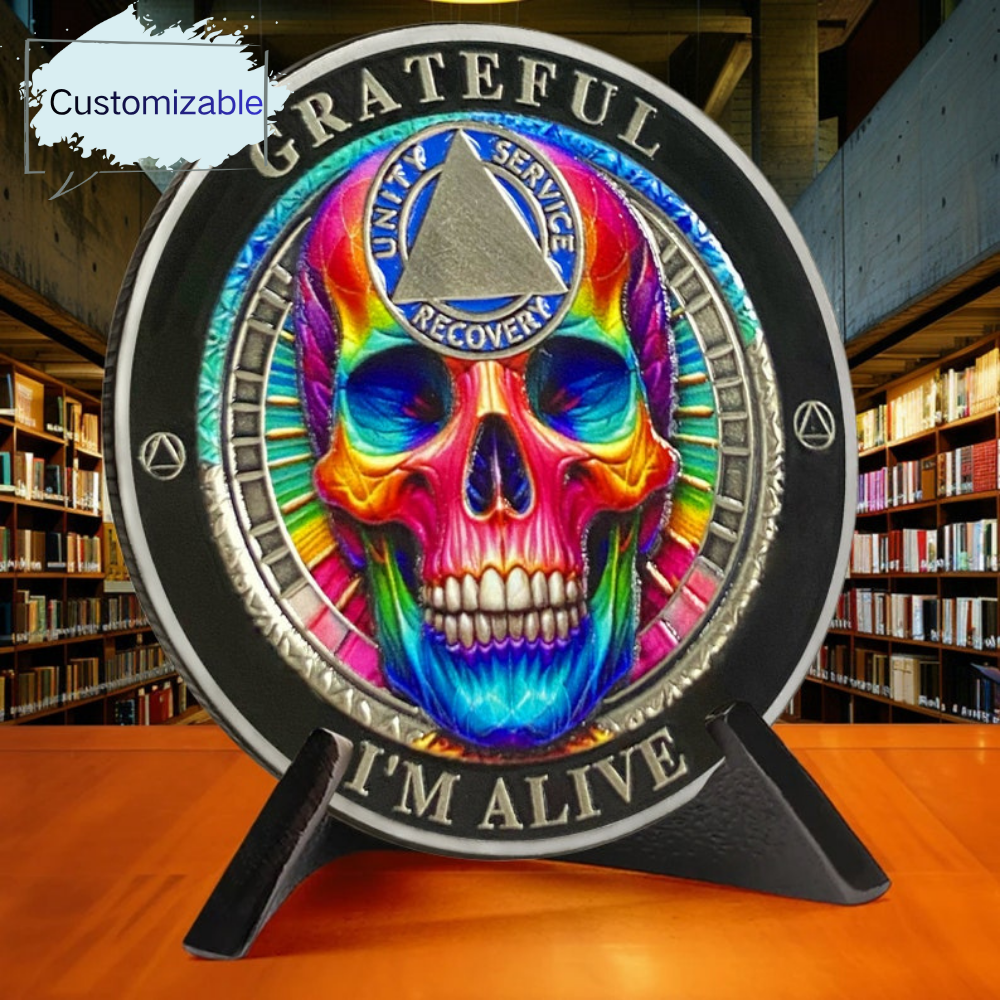 Personalized Rainbow Skull Sobriety Coin mysite