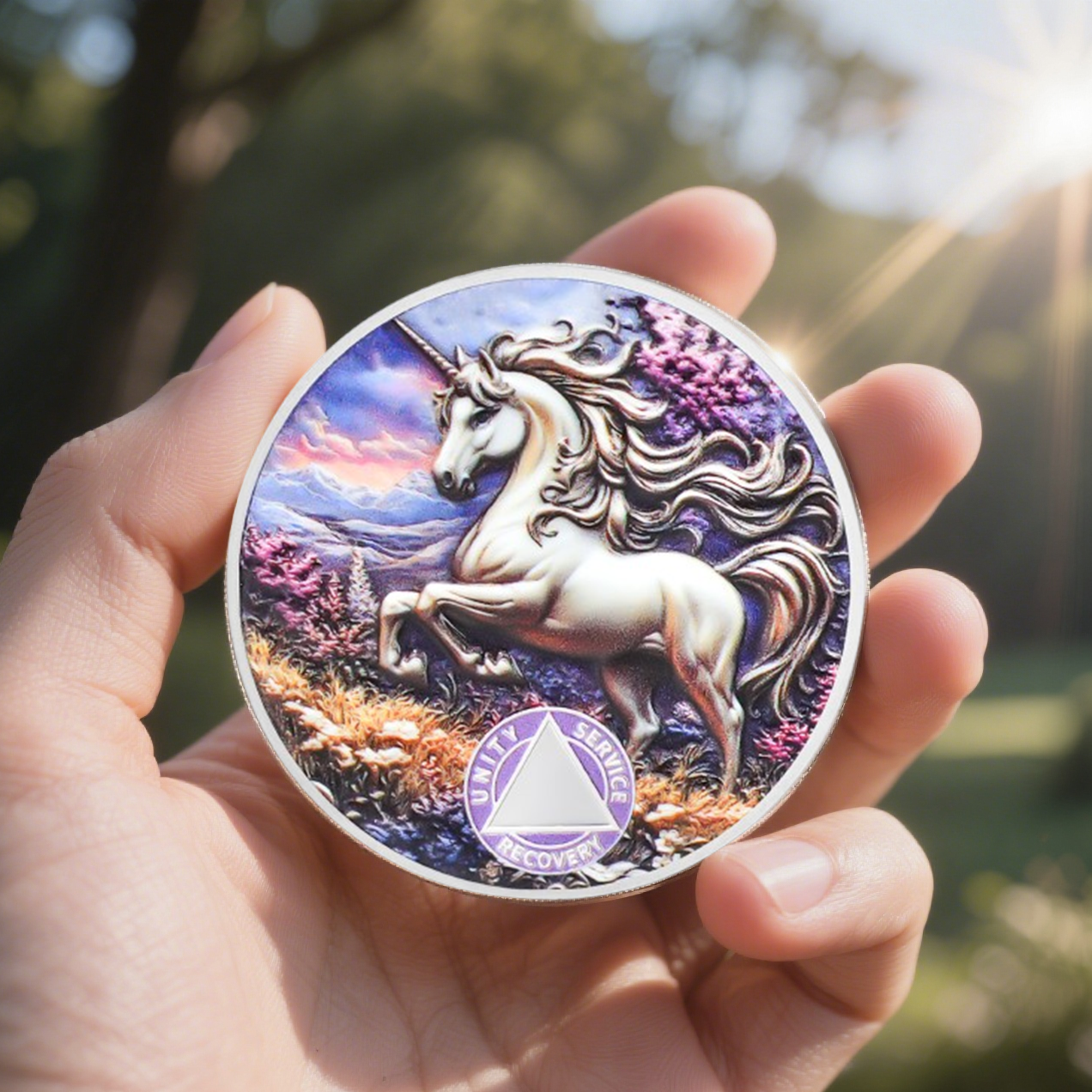 Personalized Pure Unicorn Religious Sobriety Coin mysite
