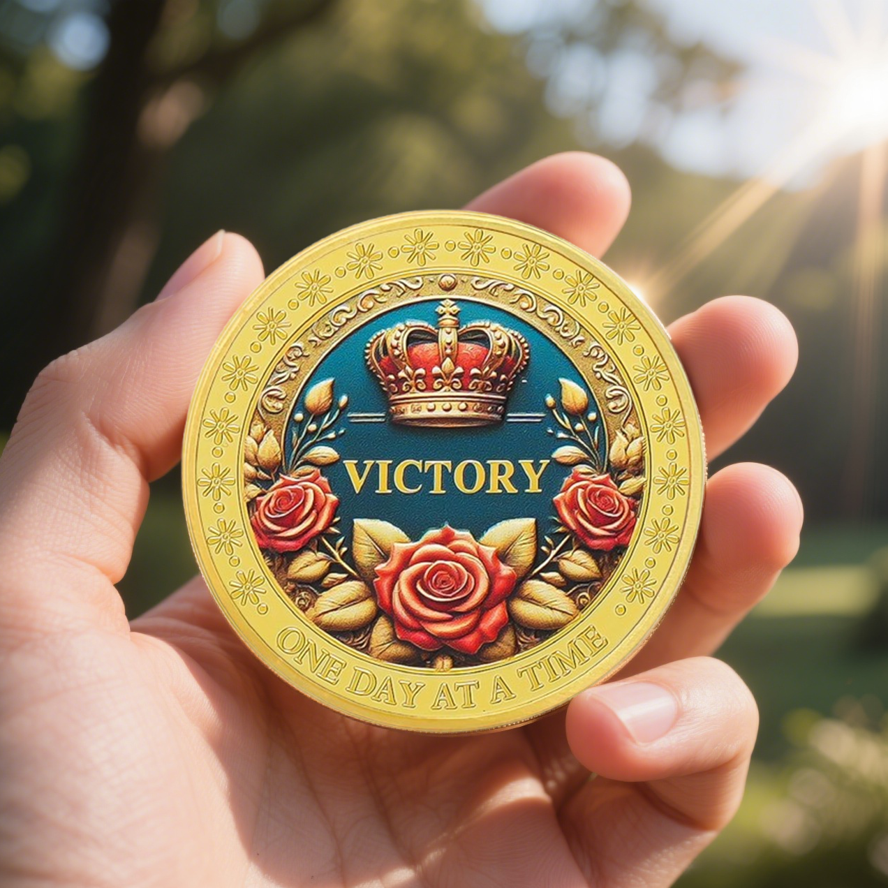 One Day at a Time Affirmation Sobriety Coin mysite