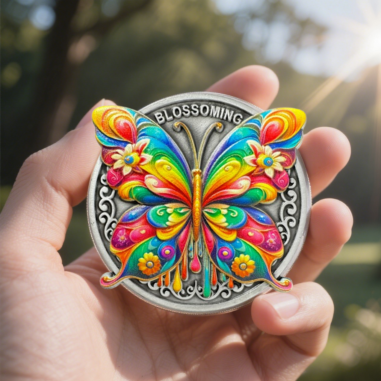 Colorful Butterfly Sobriety Coin mysite