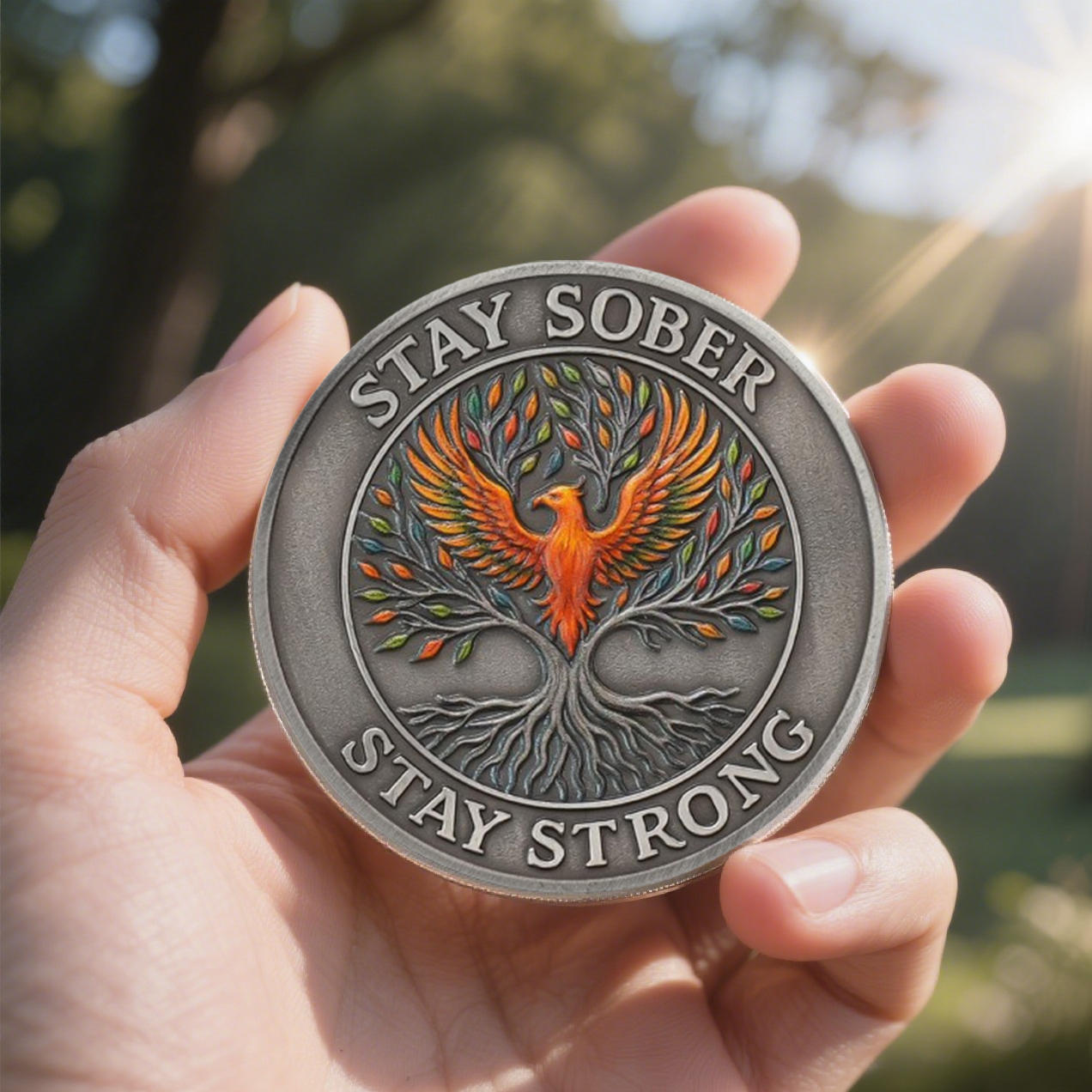 Personalized Phoenix Tree of Life Sobriety Coin mysite