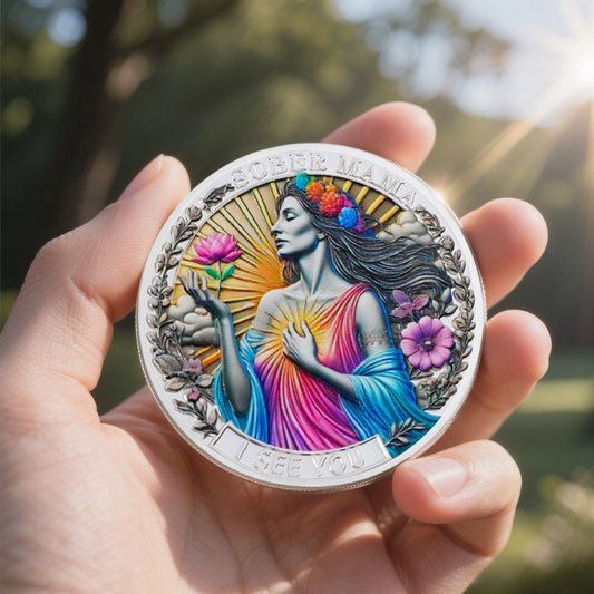 Mom Addiction Recovery Flower One Day at A Time MAMA Sobriety Coin mysite